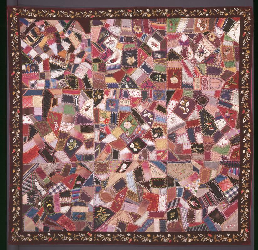 Patchwork coverlet, dated 1884