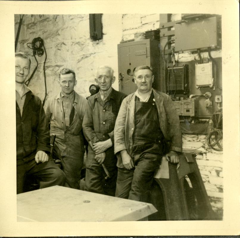 Workers at Gilfach Ddu workshops, Dinorwig Quarry.