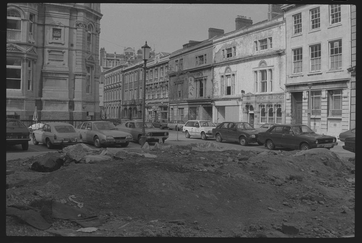 Buildings on east side of Mount Stuart Square, Butetown.