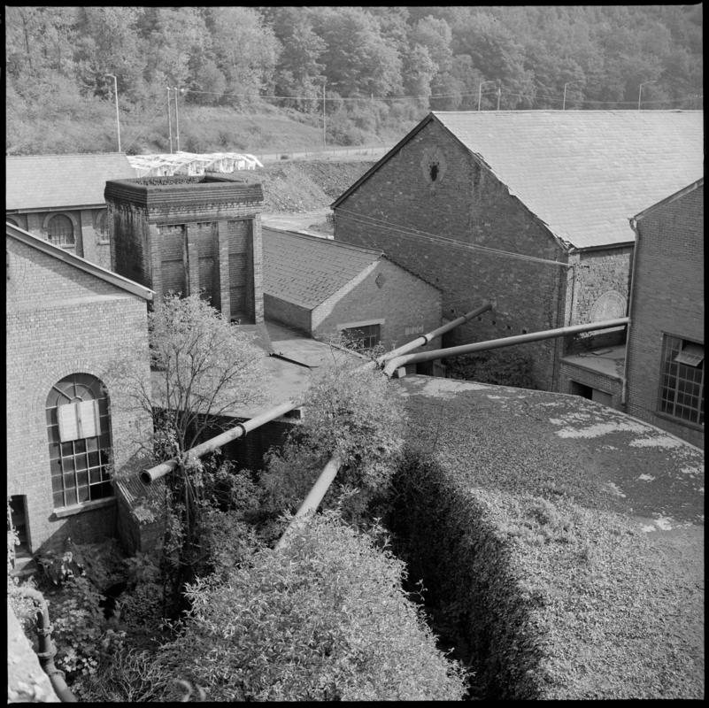 Black and white film negative showing a surface view of Celynen North Colliery, 11 October 1975.  &#039;Celynen North 11 Oct 1975&#039; is transcribed from original negative bag.