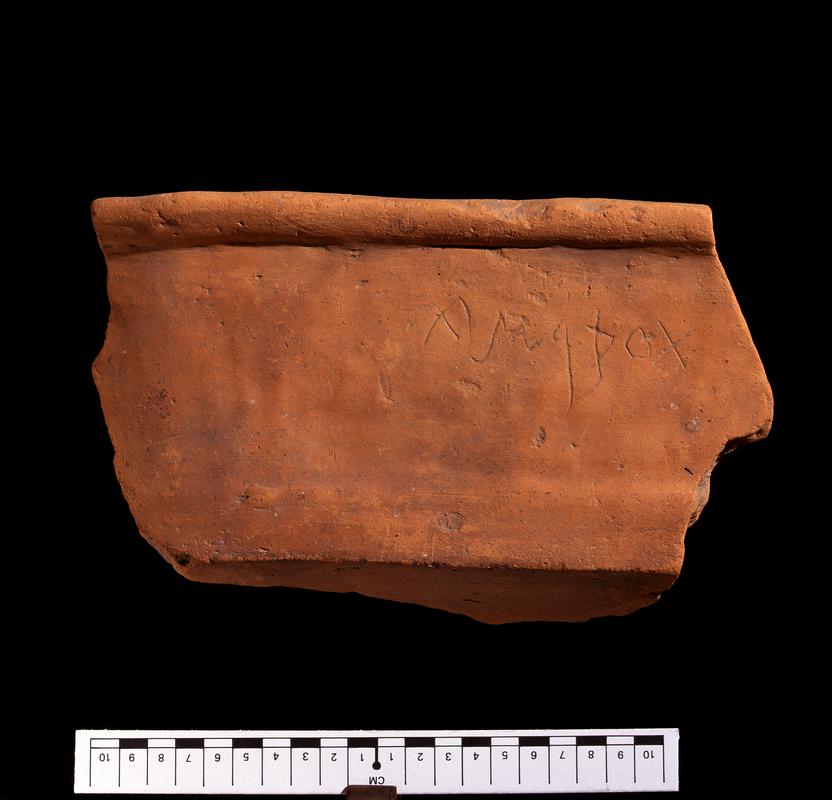 flanged bowl  fragment bearing the name &quot;Macrinus&quot; in neopunic script