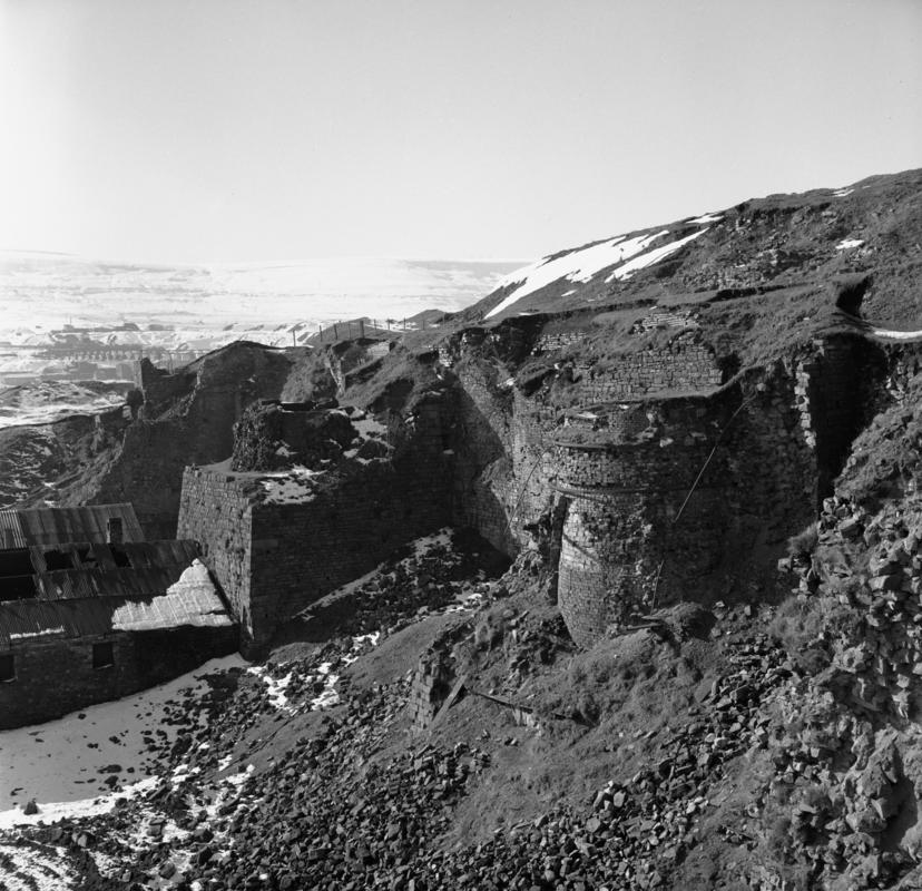 Looking from balance tower to blast furnaces, Blaenavon