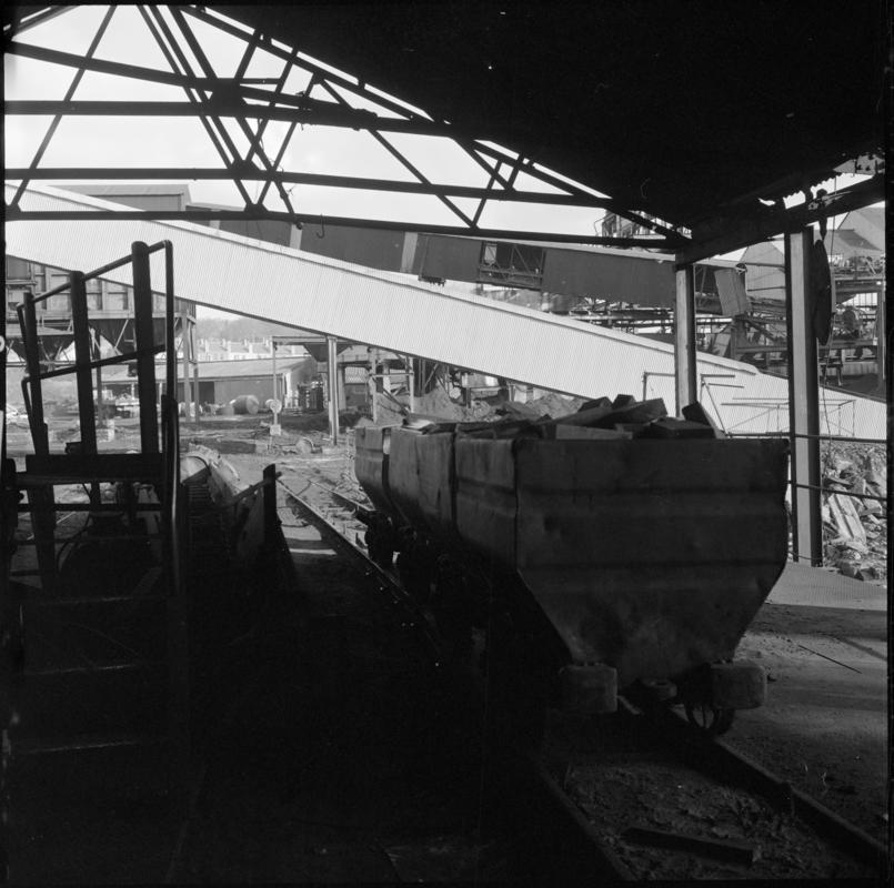 Black and white film negative showing drams on the surface, Deep Navigation Colliery.  &#039;Deep Navigation&#039; is transcribed from original negative bag.