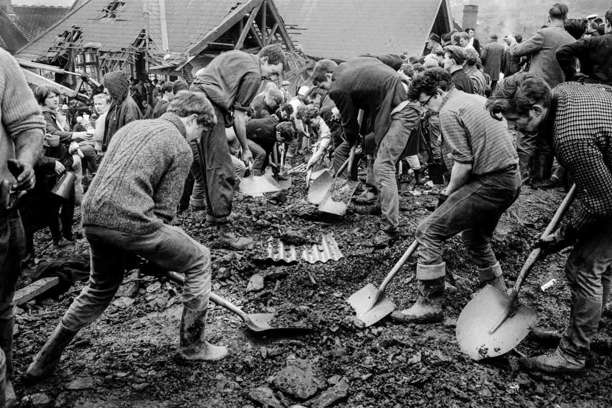 GB. WALES. Aberfan. The Aberfan disaster was a catastrophic collapse of a colliery spoil tip in the Welsh village of Aberfan killing 116 children and 28 adults. It was caused by a build-up of water in the accumulated rock and shale which suddenly started to slide downhill in the form of slurry. 1966.