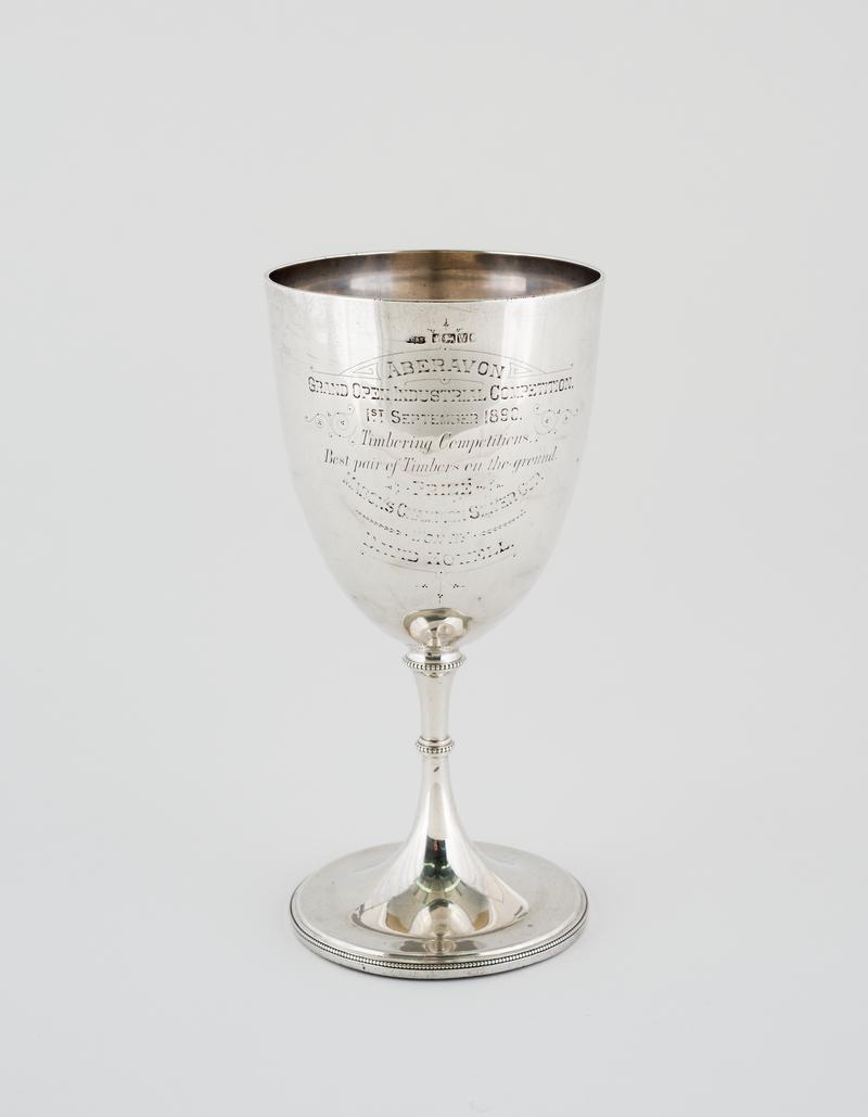 Silver cup (Mabon&#039;s Champion Silver Cup) won at &#039;Grand Open Industrial Competition&#039;, Aberavon, 1st September 1890 by David Howell.