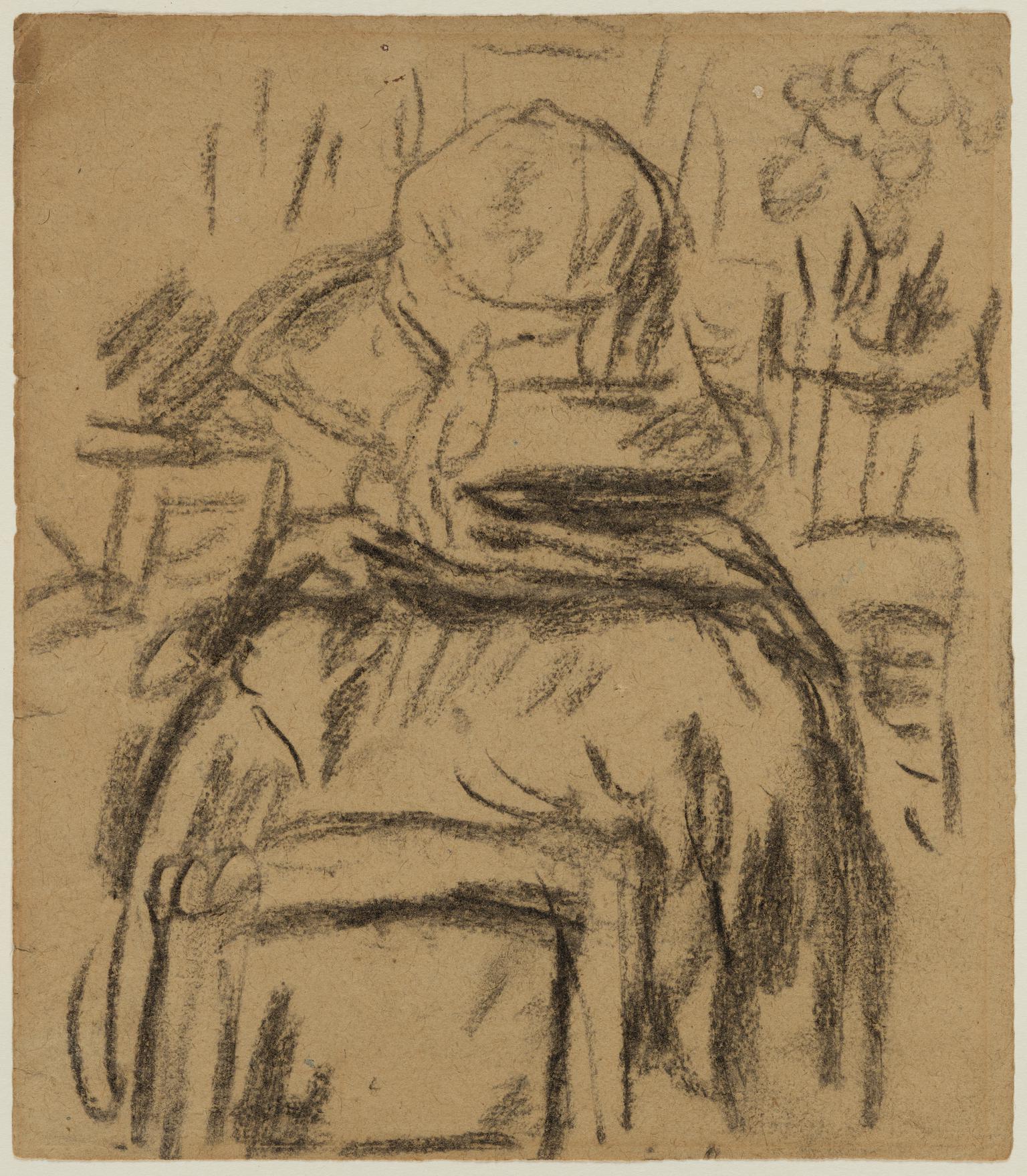 Seated lady wearing a hat