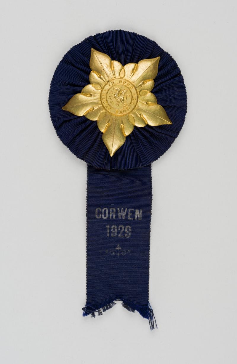 Eisteddod yr Urdd rosette, Corwen, 1929