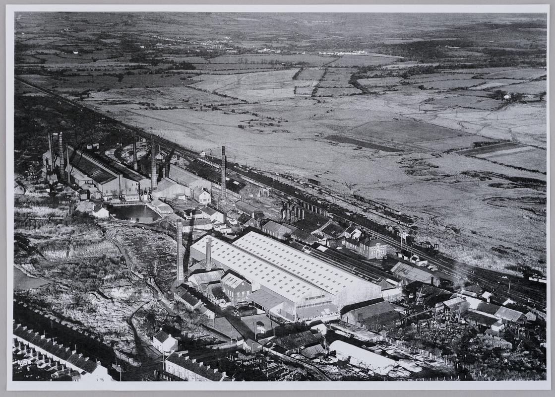 Aerial view of Gorseinon tinplate and steelworks, c.1960.