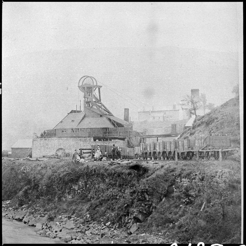 Black and white film negative of a photograph showing a general surface view of Cymmer Colliery, 1860.   &#039;Cymmer&#039; is transcribed from original negative bag.  Appears to be identical to 2009.3/1632.