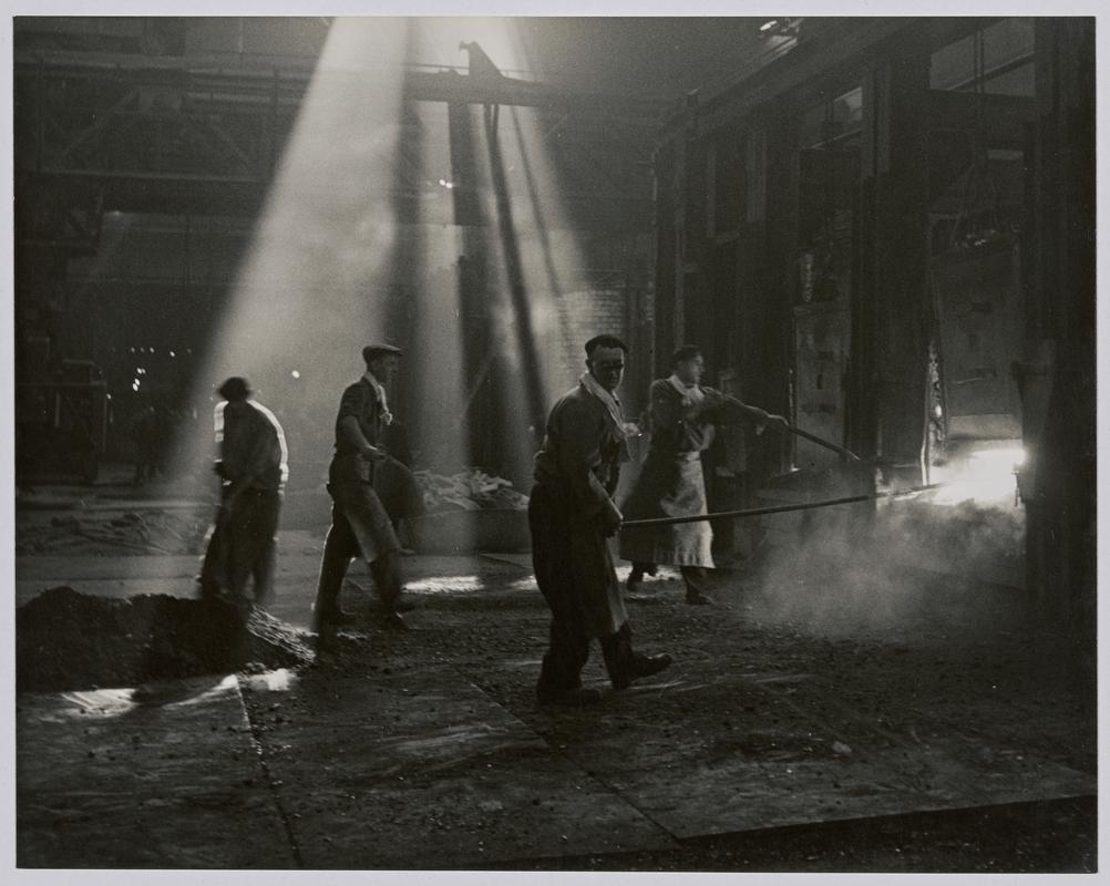 &quot;Abbey works, Port Talbot, South Wales, 1948&quot; - [ Open hearth furnace, melting shop ] - Photographs of steelworks and South Wales