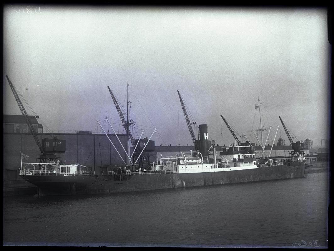 3/4 Starboard stern view of S.S. BELOS, c.1936.