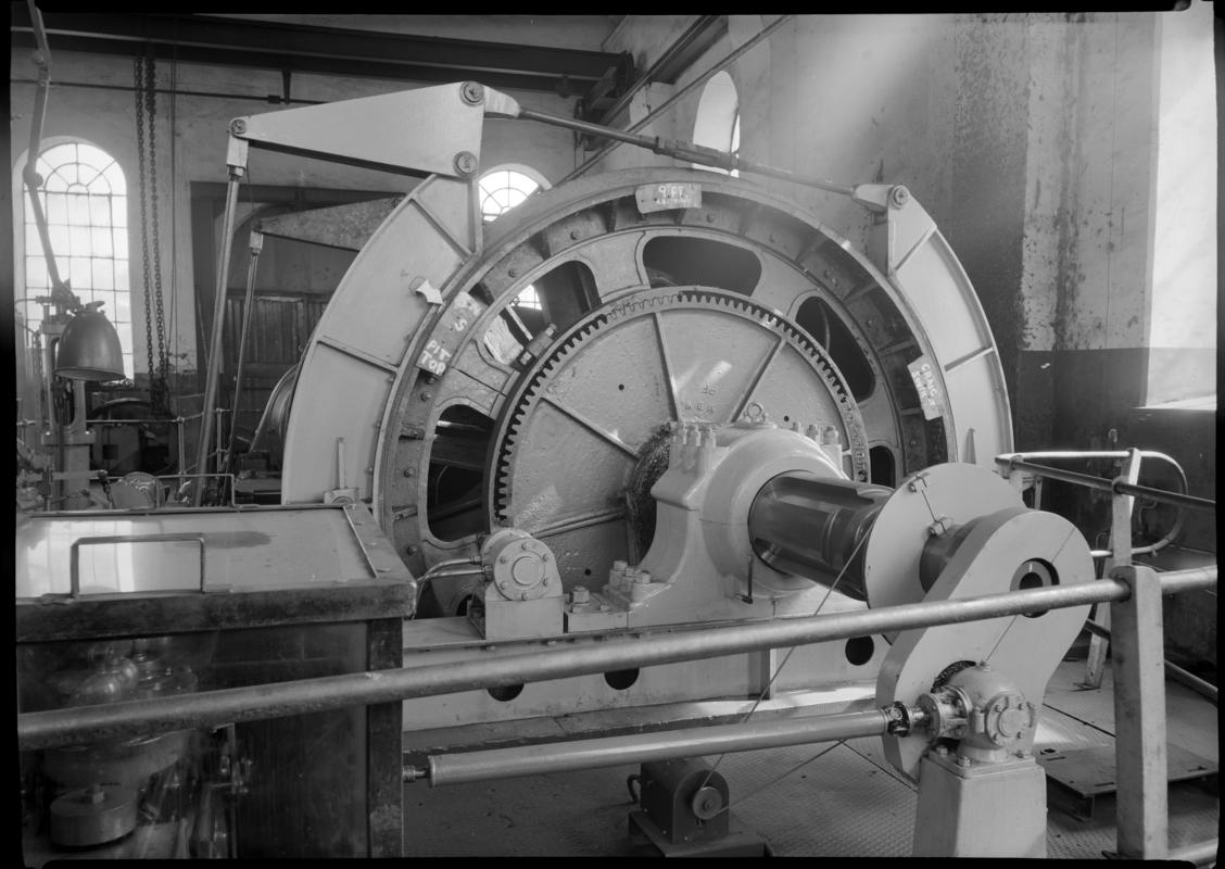 Black and white film negative showing the winding engine, Nixon&#039;s Navigation Colliery.