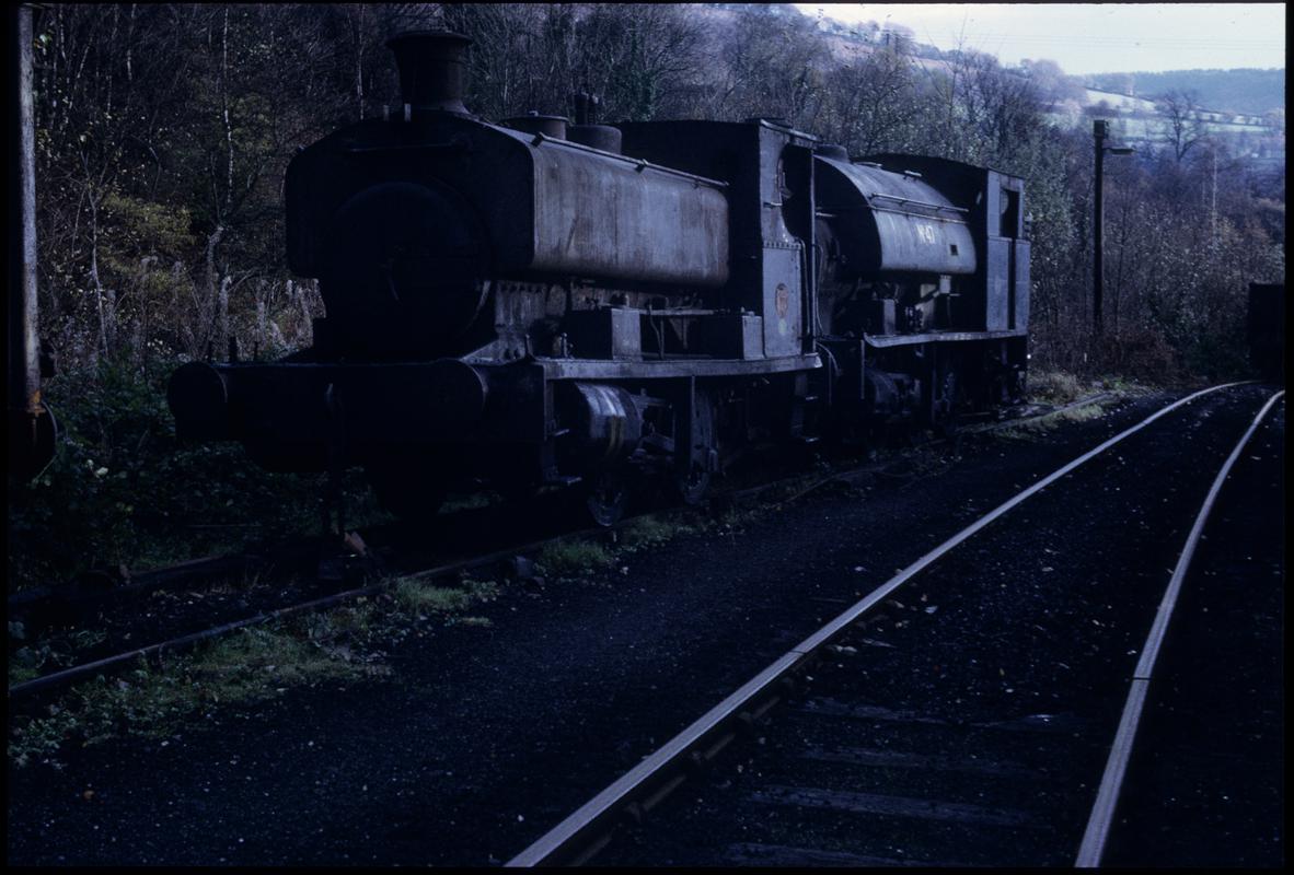 Colour film slide showing a locomotive at Celynen South Colliery, December 1971.