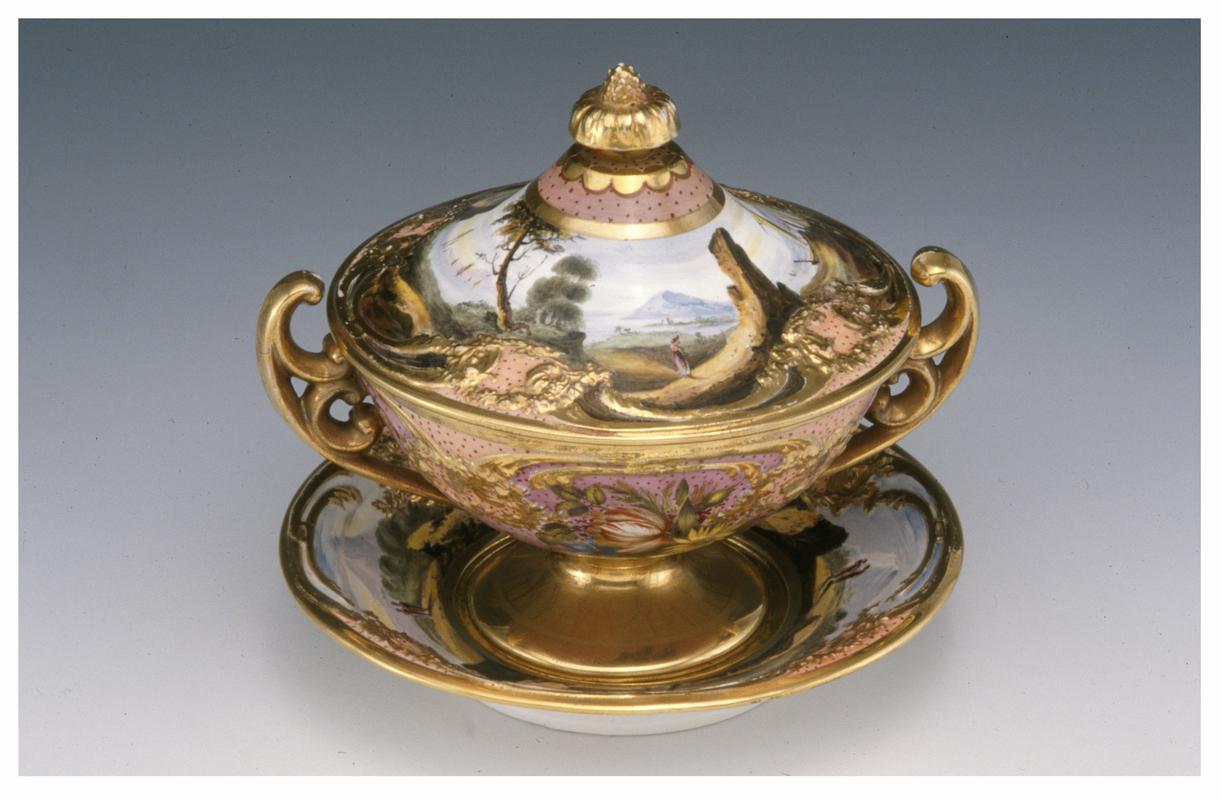 cream tureen, cover and stand