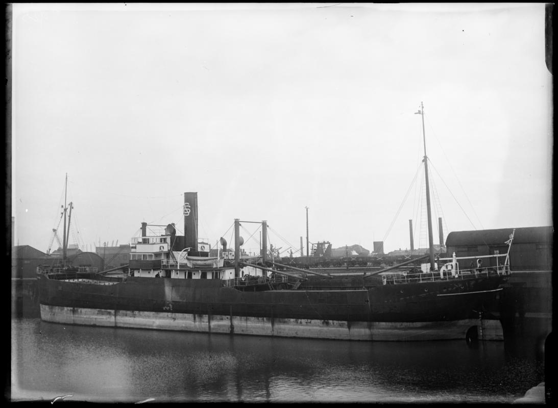 Three quarter Port stern view of S.S. ELSE MARIE at Cardiff Docks, c.1936.