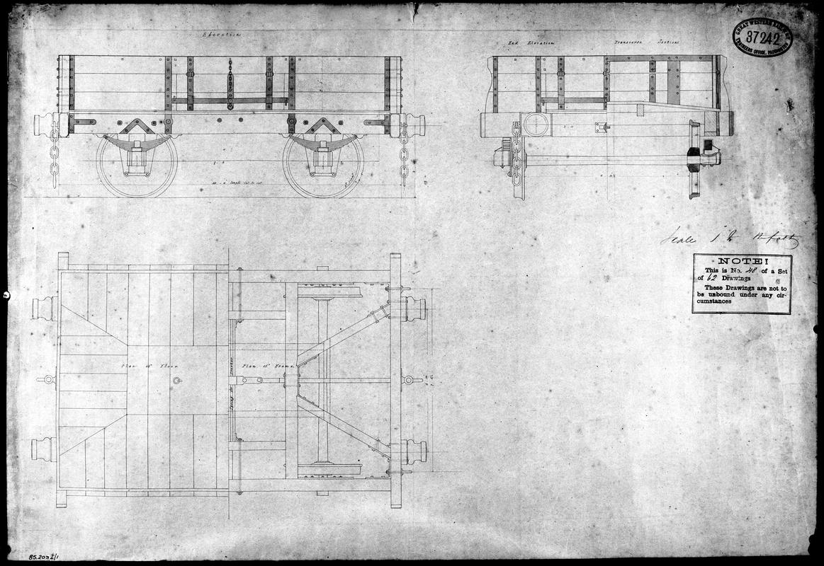 South Wales Railway broad gauge wagon, tech draw