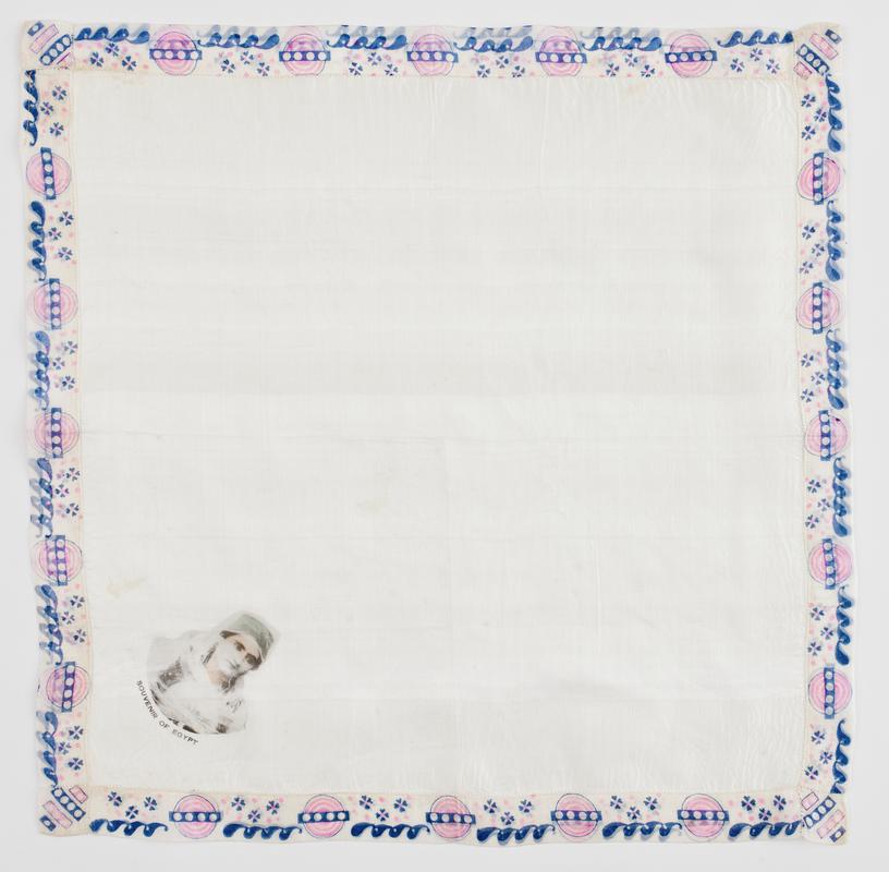 Handkerchief bought as a souvenir from Egypt, 1916.