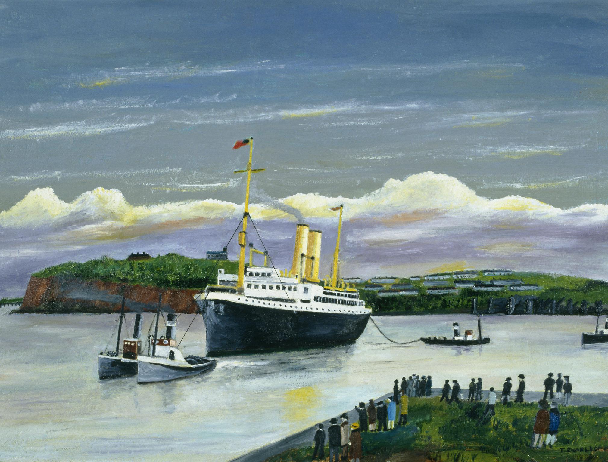 R.M.S. MINNEDOSA Entering Cardiff Docks (painting)