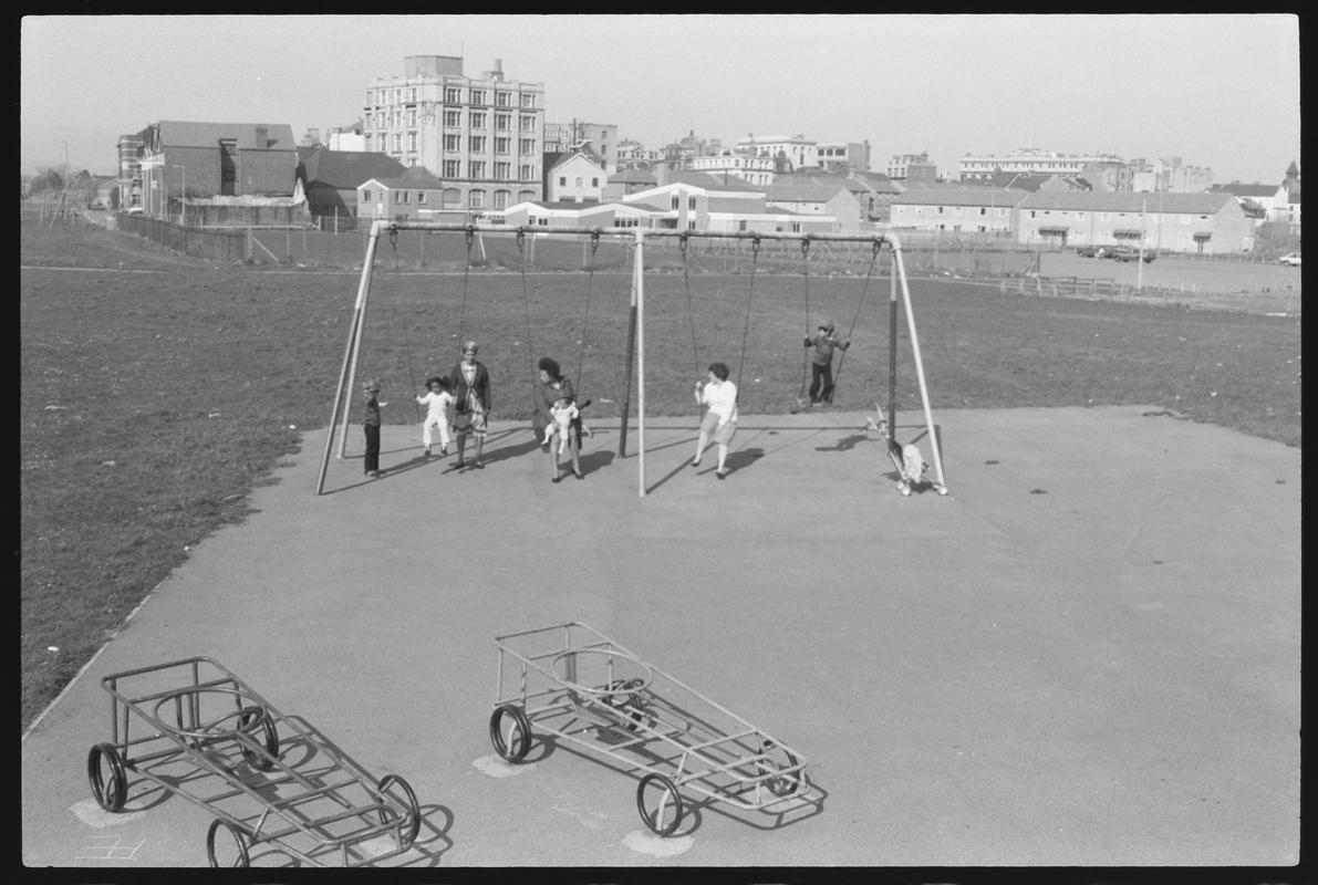 Children&#039;s playground on site of old canal, Stuart Street, Butetown.