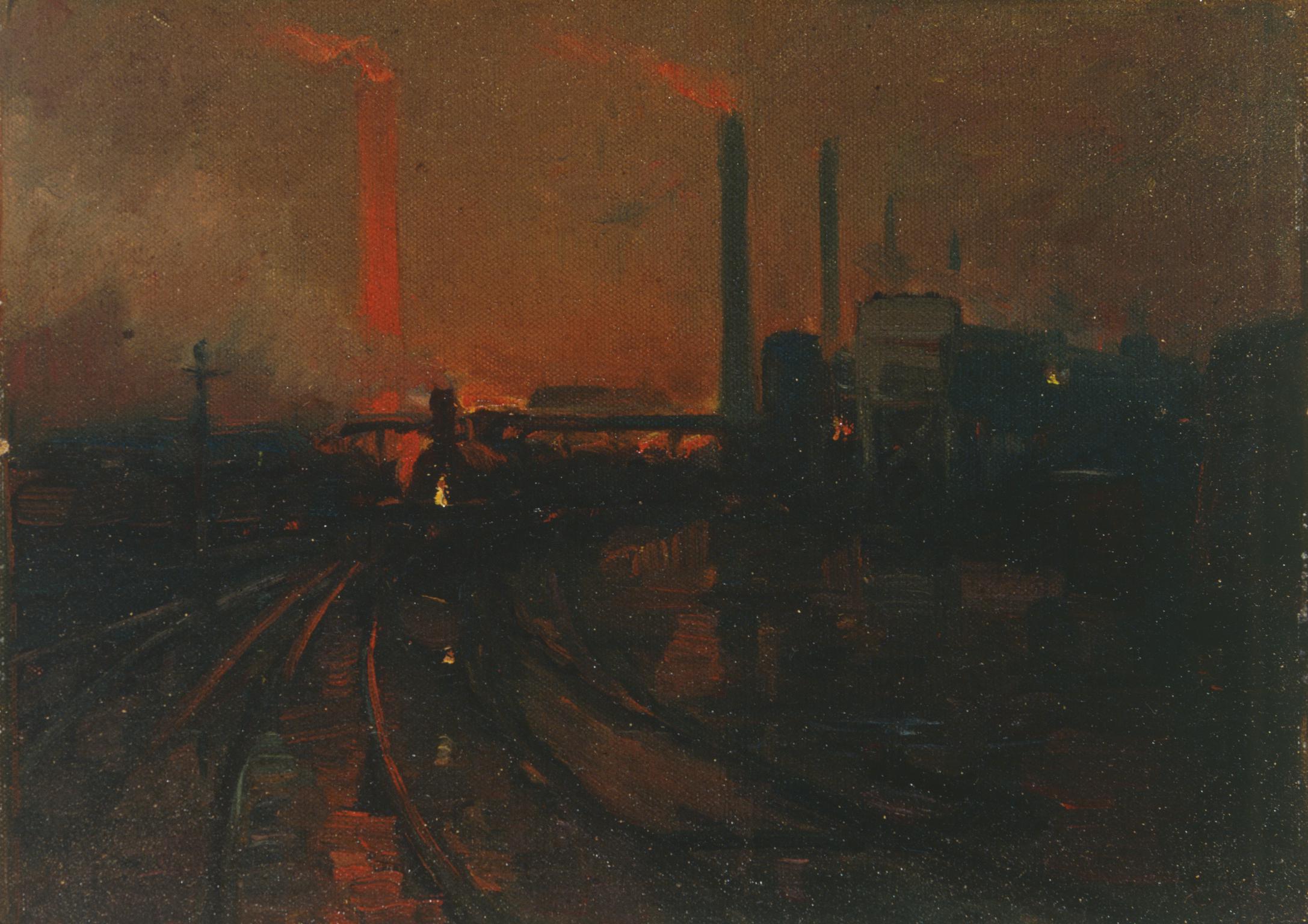 Steel works, Cardiff at night