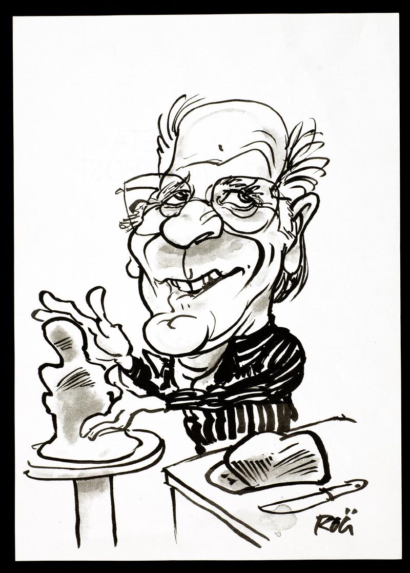 Cartoon sketch of scuplture Adriano Candelori.