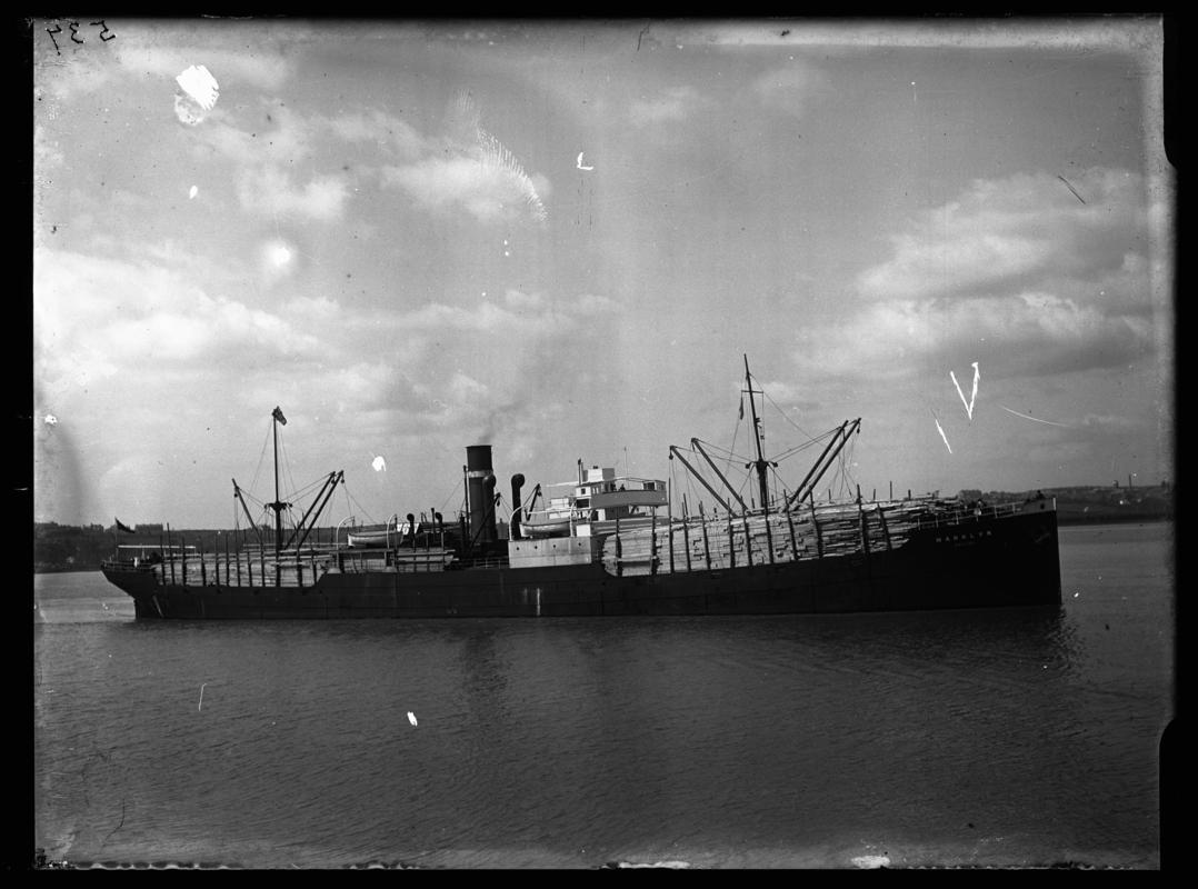 Starboard broadside view of S.S. MARKLYN, c.1936.