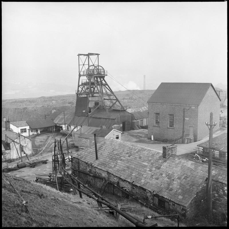 Black and white film negative showing a general view of Big Pit Colliery.  &#039;Blaenavon&#039; is transcribed from original negative bag.