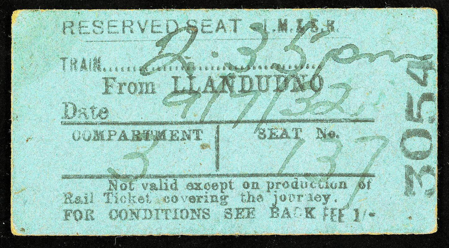 L.M. &amp; S.R. reserved seat ticket