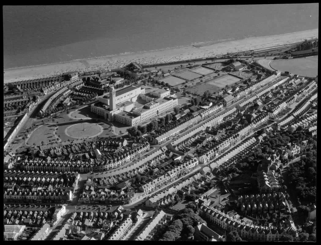 Aerial view of Swansea Guild Hall and surrounding area.
