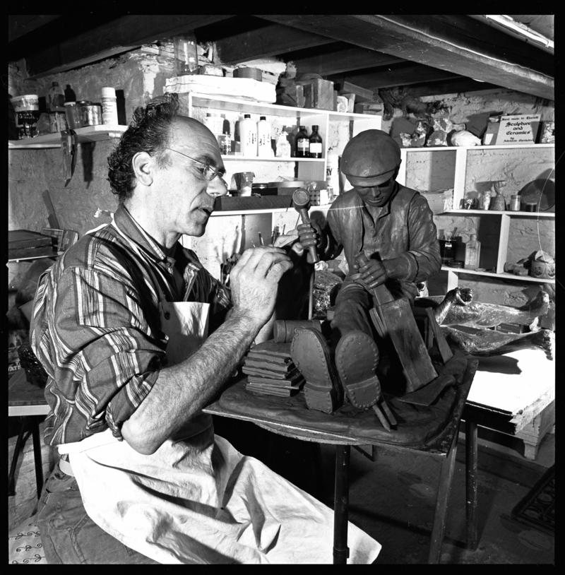 Adriano Candelori in his studio at Llanelli, negative