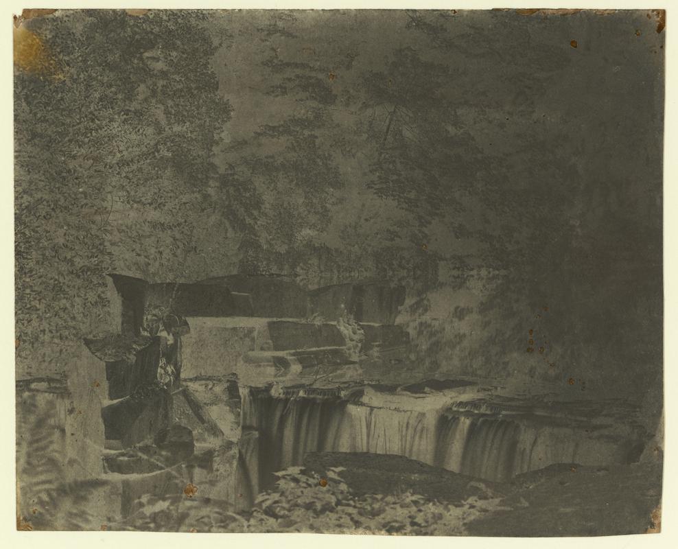 Penllergare, waterfall, paper negative