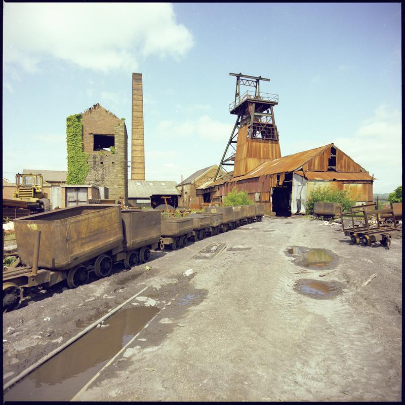 Colour film negative showing a surface view of Morlais Colliery. &#039;Morlais&#039; is transcribed from original negative bag.