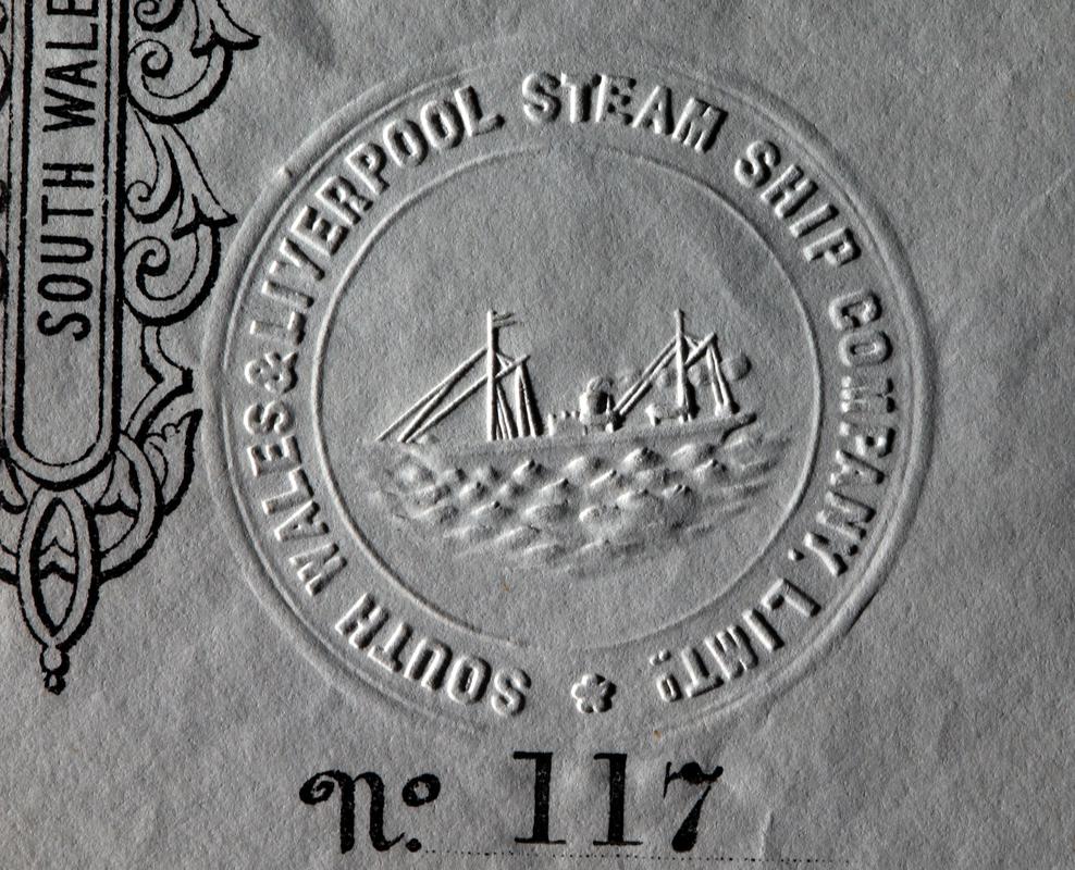 South Wales & Liverpool Steam Ship Co Ltd, share certificate
