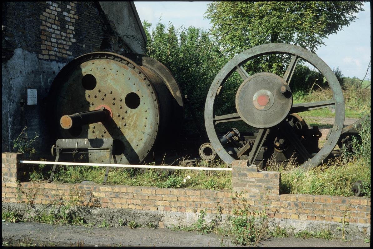 Colour film slide showing a disused haulage engine, ?Morlais Colliery, 4 September 1982.