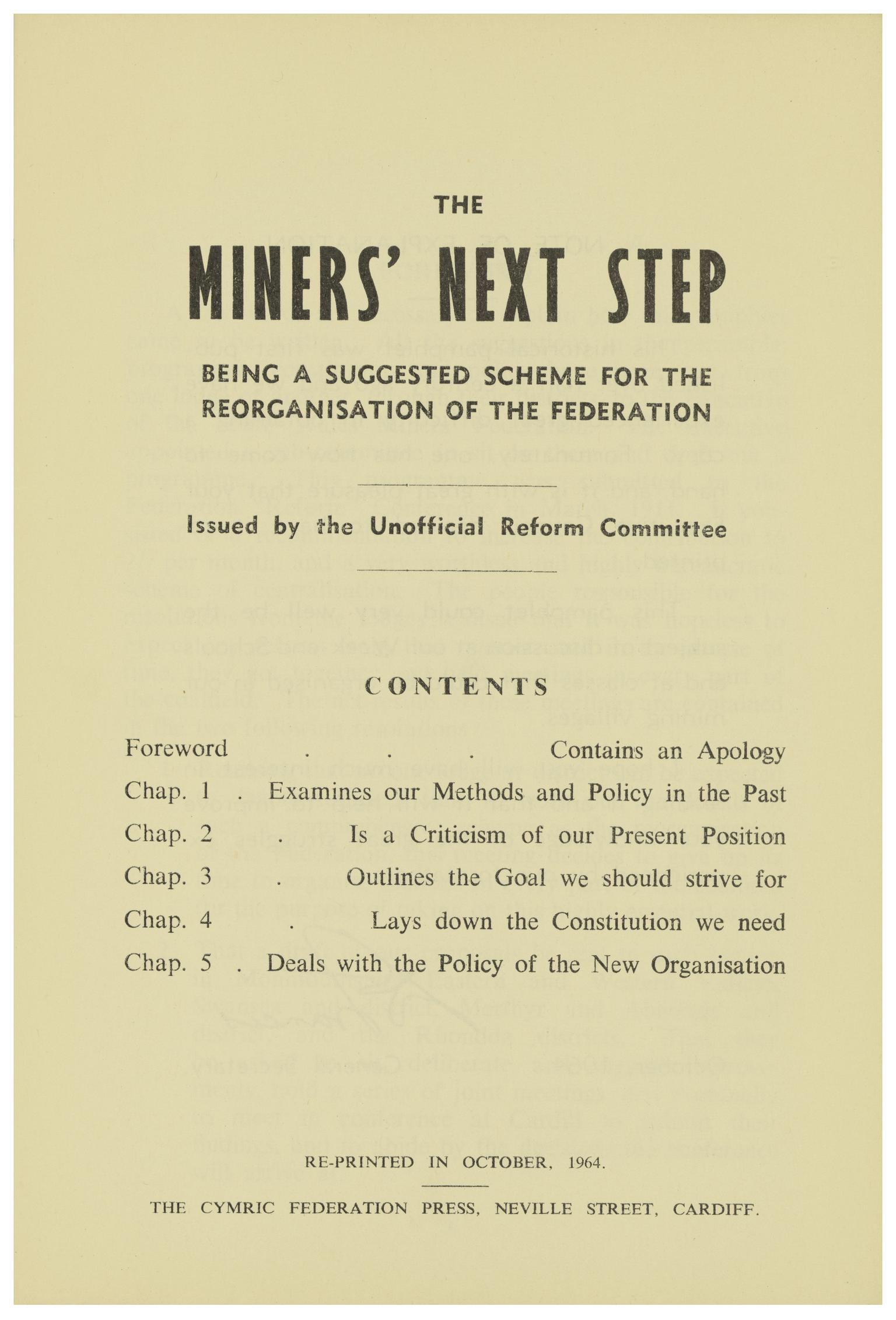 The Miners' Next Step (booklet)