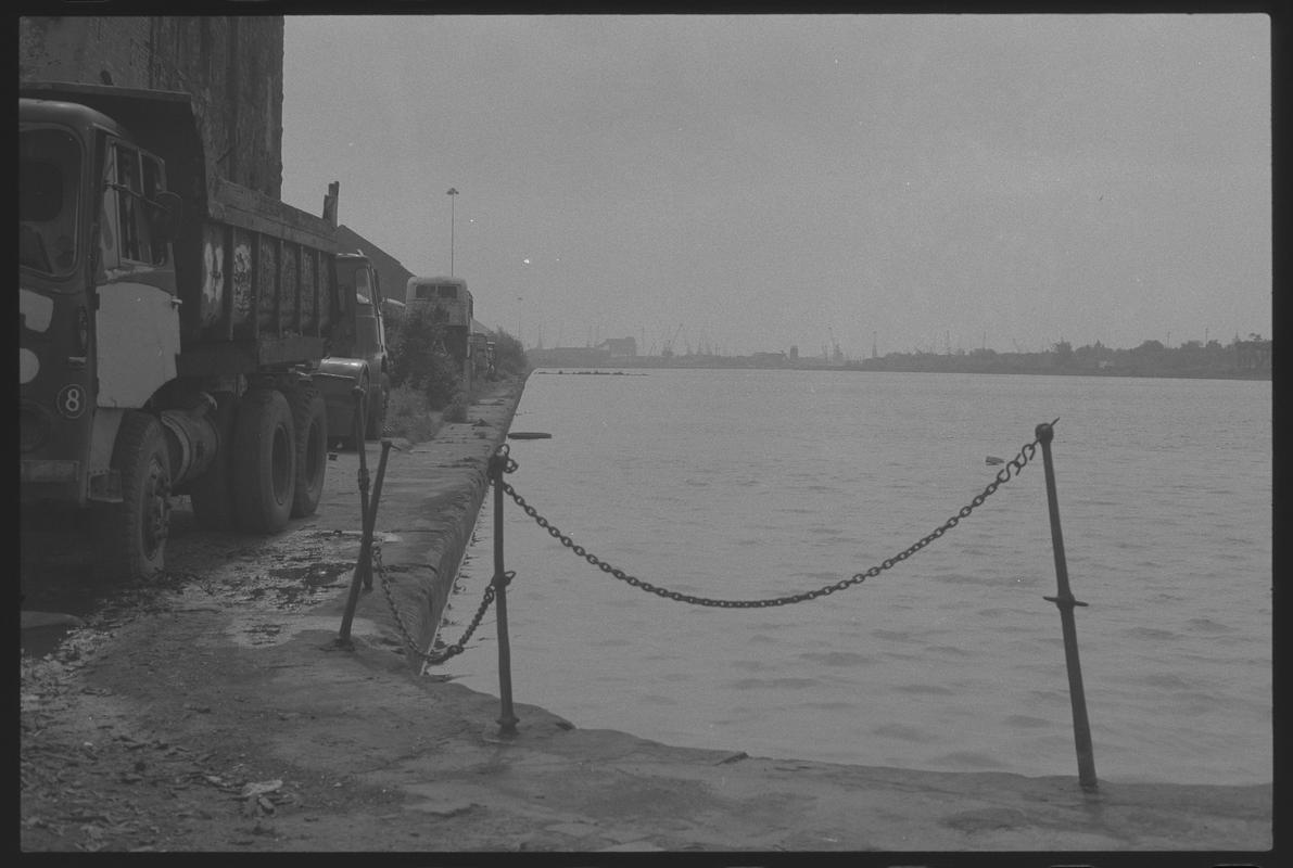 Bute East Dock from side, with lorry on left.