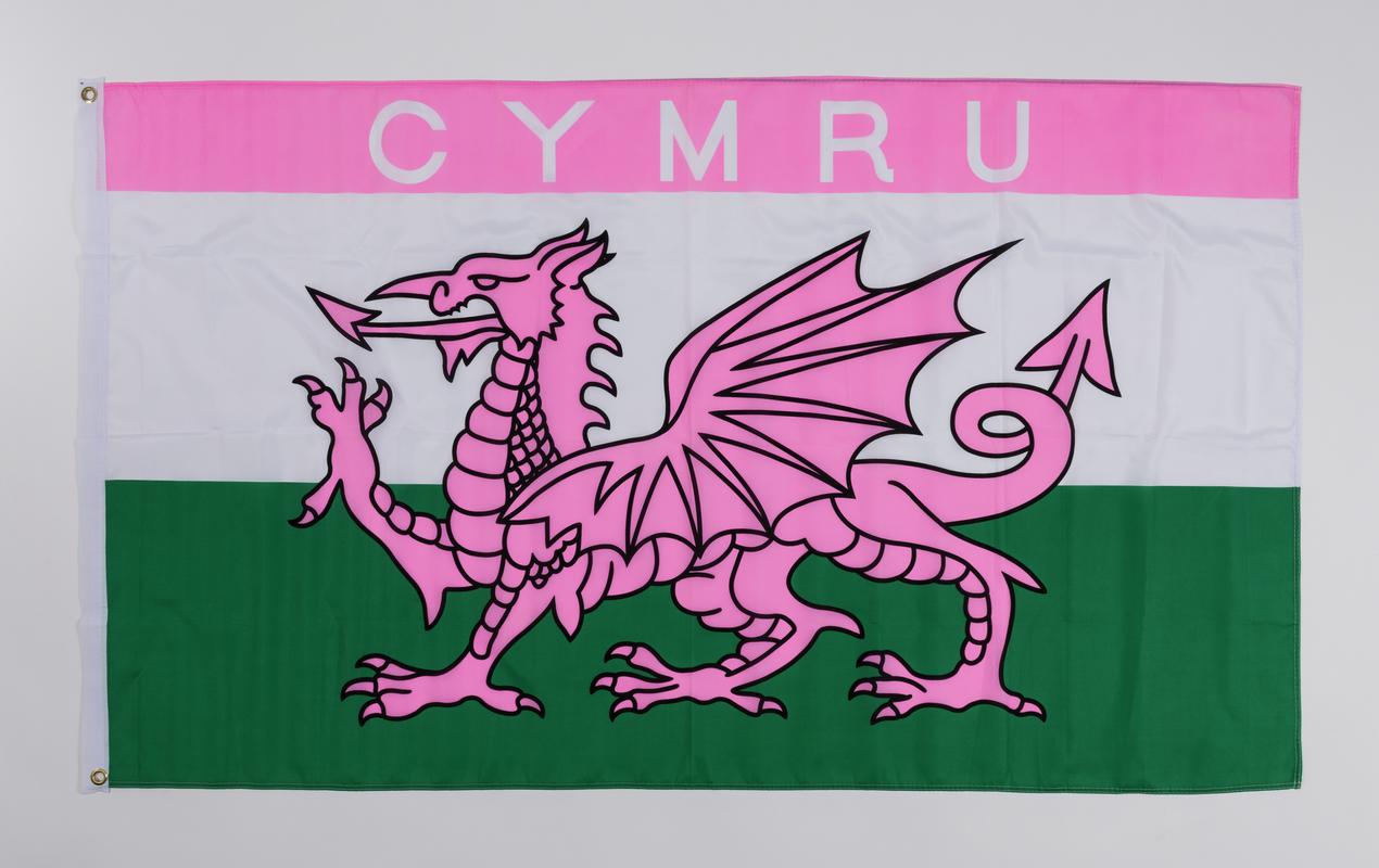 &#039;Cymru&#039; pink Welsh Dragon flag.