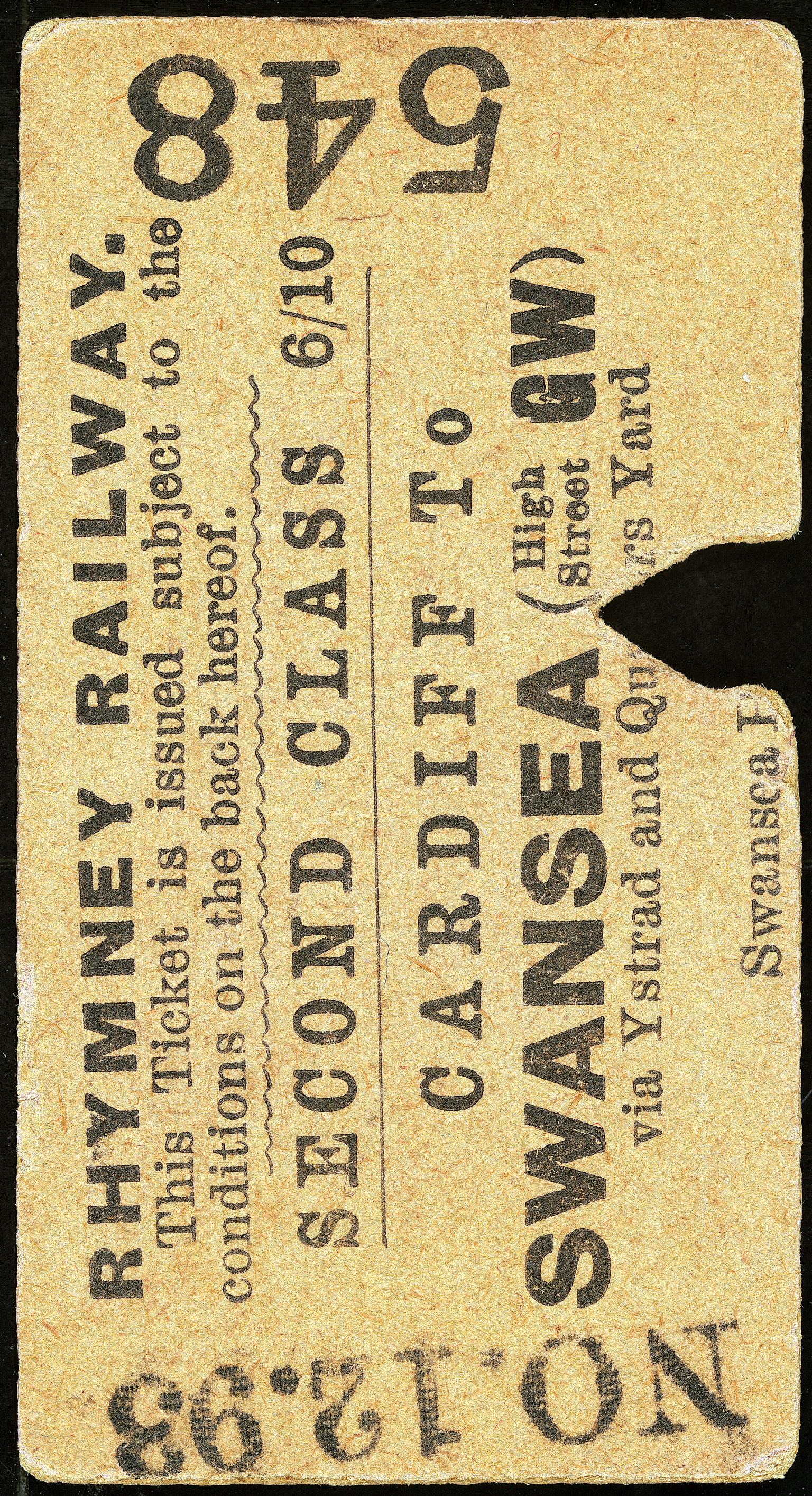 Rhymney Railway, ticket