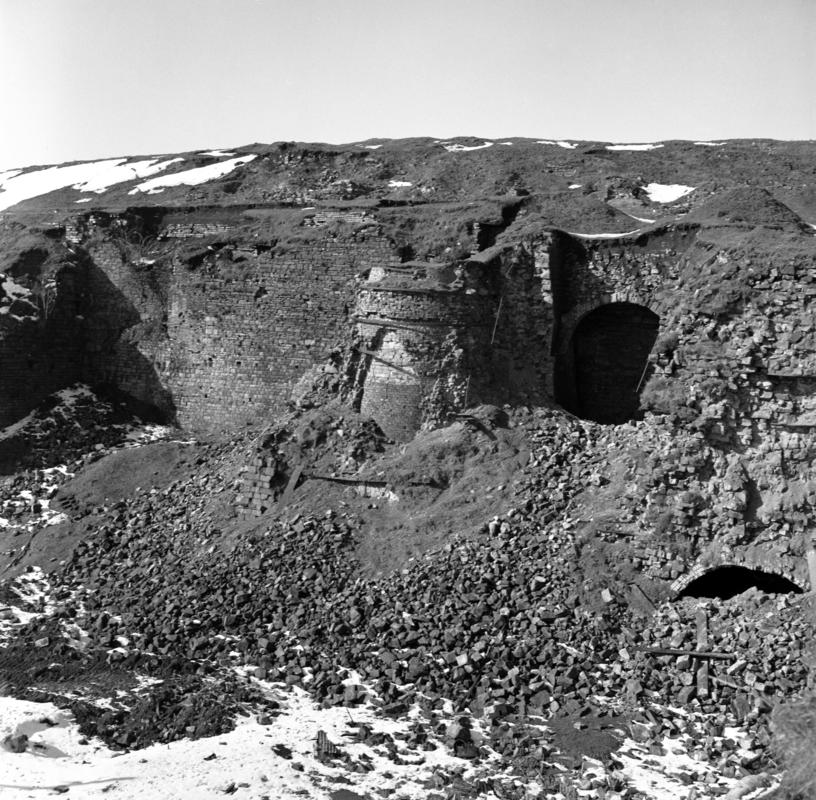 Looking from balance tower to blast furnaces, Blaenavon