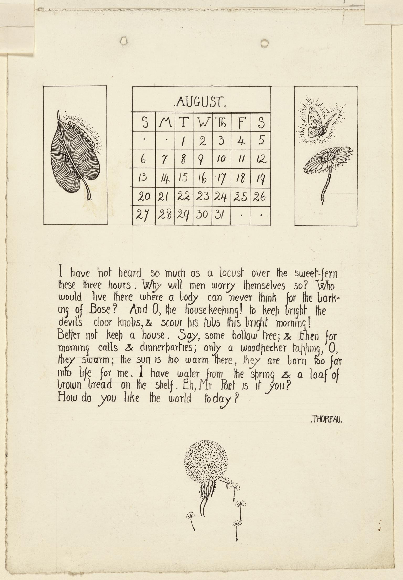 Calendar for August 1916