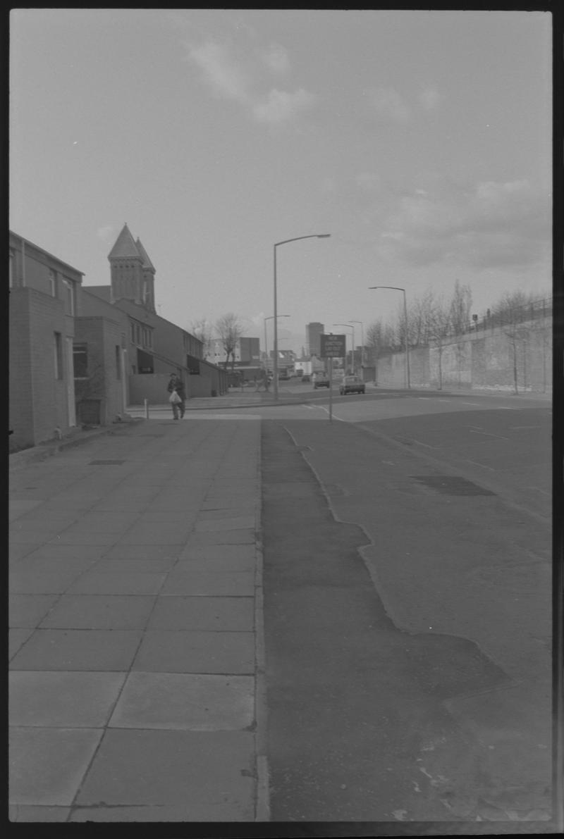 Bute Street looking north towards town, with St Mary&#039;s Church on left.