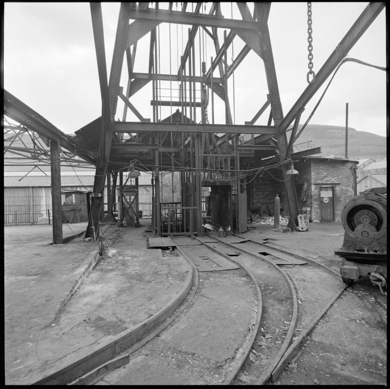 Black and white film negative showing pit top, Deep Navigation Colliery 1980.  &#039;Deep Duffryn and Deep Navigation 1980&#039; is transcribed from original negative bag.  Appears to be identical to 2009.3/2552.