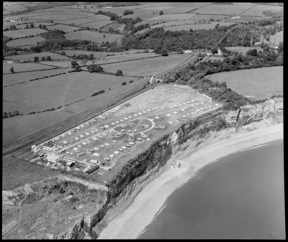 Aerial view of Porthkerry caravan site.