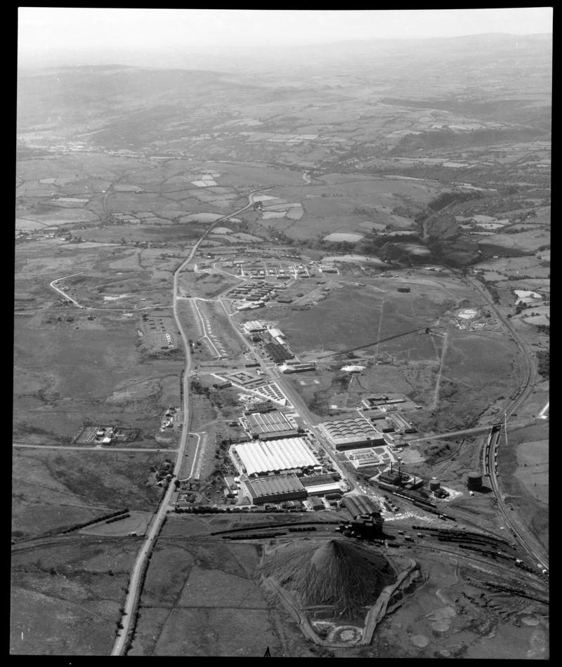 Aerial view of an industrial estate, Hirwaun.