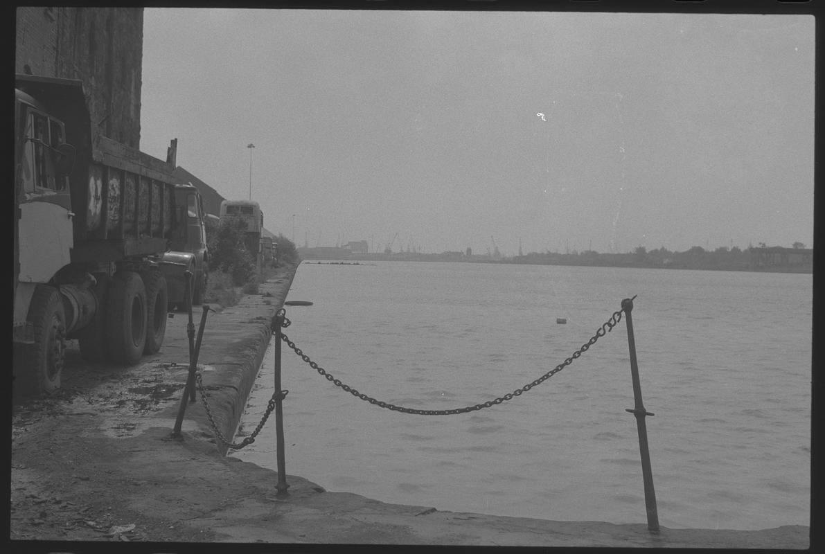 Bute East Dock from side, with lorry on left.