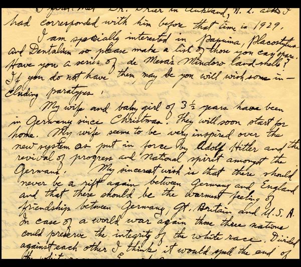 Letter from the American conchologist Walter Eyerdam, 4 August 1935