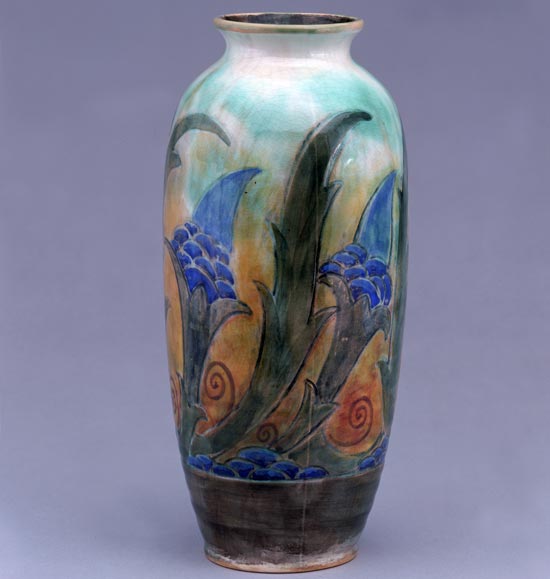 Hand-painted earthenware vase, designed by Frank Brangwyn for Royal Doulton