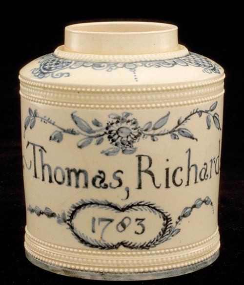 Tea jar or canister, Swansea, 1783