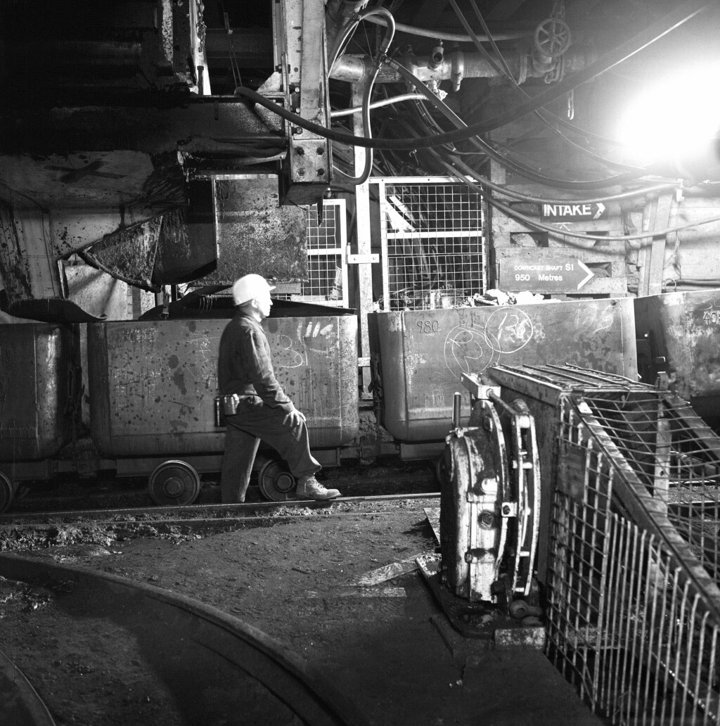 Cynheidre Colliery,coal drams at an underground loading point, c.1978