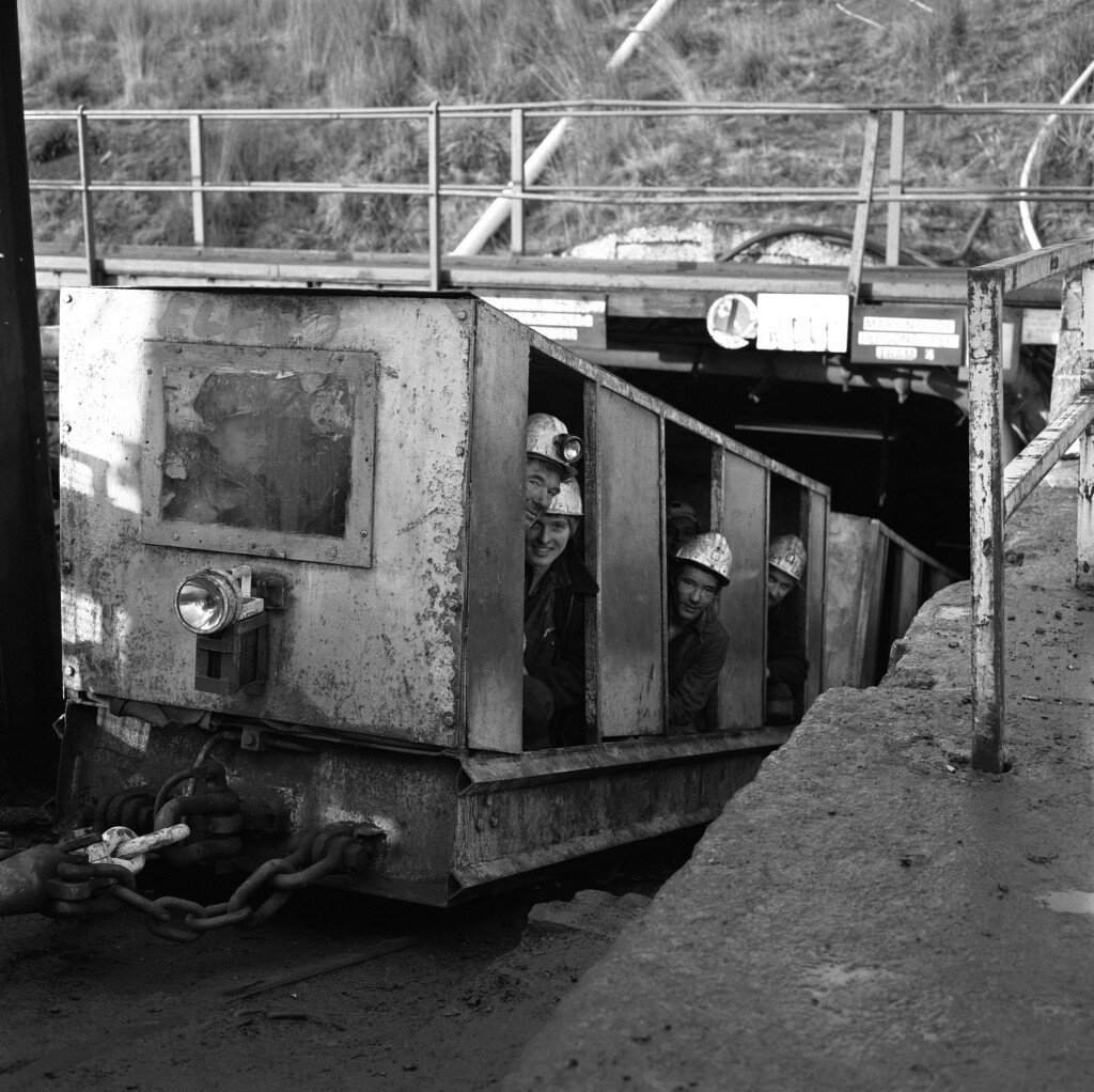 Treforgan Colliery with the afternoon shift waiting to descend 1979